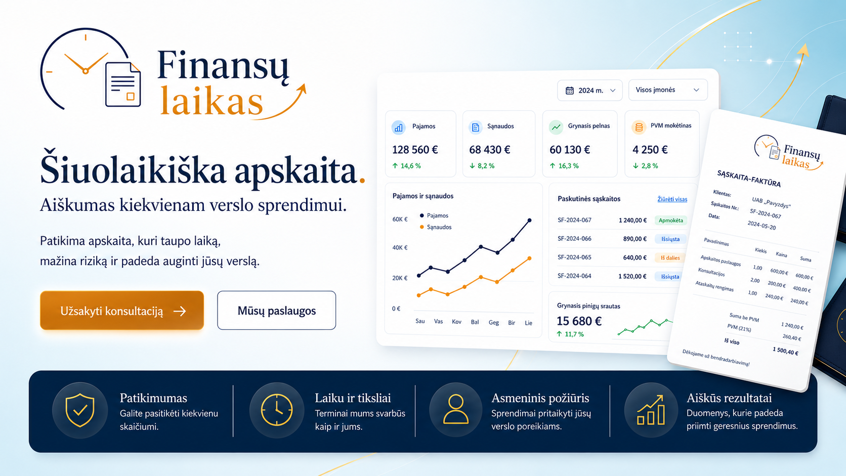 Finansų laikas – šiuolaikiška apskaita ir aiškūs verslo sprendimai